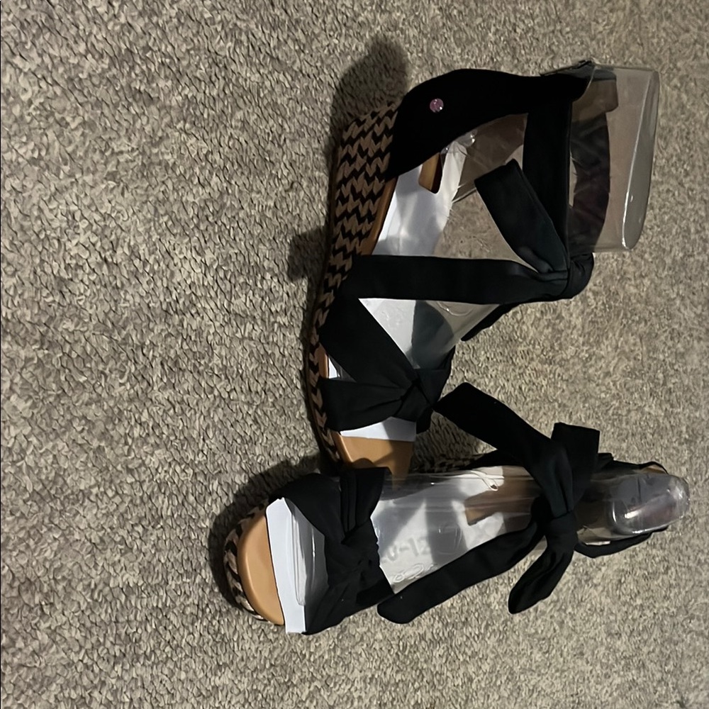 UGG Black Espadrille Shoes with Tan Accents